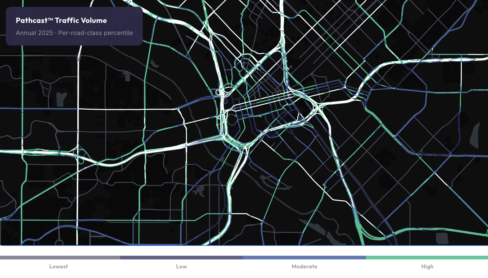 Pathcast — road-segment traffic volume in the Dallas-Ft. Worth metro